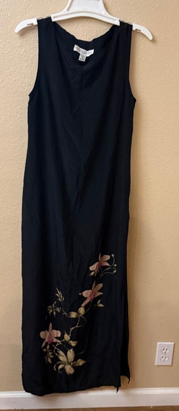 Vintage Valerie Stevens NWOT 100% Silk Maxi dress floral hem Y2K 90's romantic